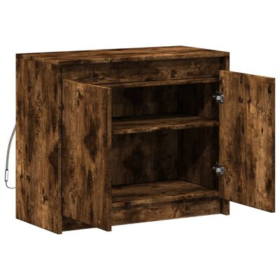 vidaXL Dressoir met LED 72x34x61 cm bewerkt hout gerookt eikenkleurig