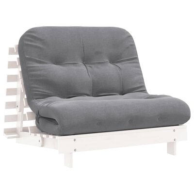 vidaXL Futon slaapbank met matras 100x206x11 cm massief grenenhout wit