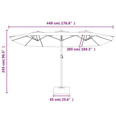 vidaXL Parasol dubbel dak met LED 449x245 cm taupe