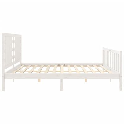 vidaXL Bedframe met hoofdbord massief hout wit 200x200 cm