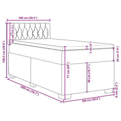 vidaXL Boxspring met matras stof lichtgrijs 100x200 cm