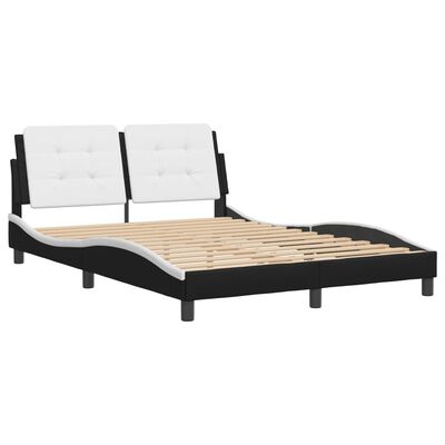 vidaXL Bedframe met hoofdbord kunstleer zwart en wit 140x190 cm