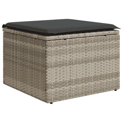 vidaXL 12-delige Loungeset met kussens poly rattan lichtgrijs