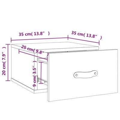 vidaXL Nachtkastjes 2 st wandgemonteerd 35x35x20 cm betongrijs