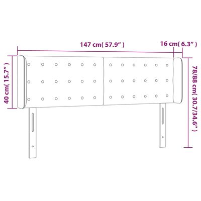 vidaXL Hoofdbord met randen 147x16x78/88 cm kunstleer zwart