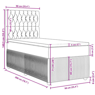 vidaXL Boxspring met matras stof lichtgrijs 90x200 cm