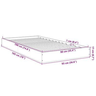 vidaXL Bedframe zonder matras hout gerookt eikenkleurig 90x190 cm