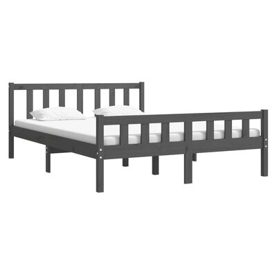 vidaXL Bedframe massief hout grijs 135x190 cm