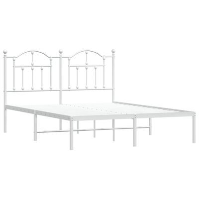 vidaXL Bedframe met hoofdbord metaal wit 150x200 cm