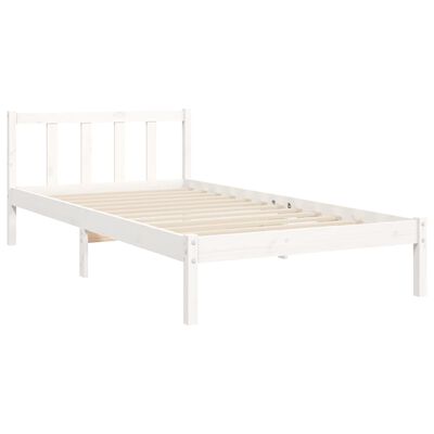 vidaXL Bedframe met hoofdbord massief hout wit 100x200 cm