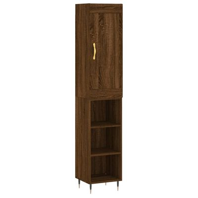 vidaXL Hoge kast 34,5x34x180 cm bewerkt hout bruin eikenkleur