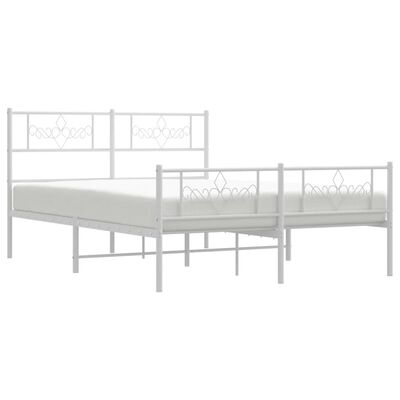 vidaXL Bedframe met hoofd- en voeteneinde metaal wit 135x190 cm