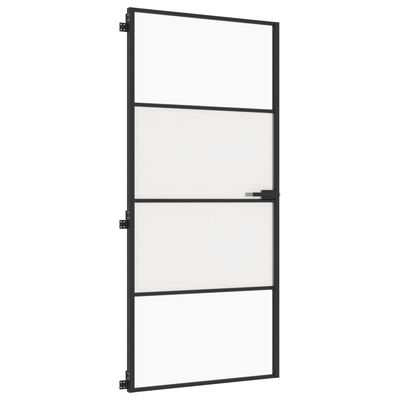 vidaXL Binnendeur smal 93x201,5 cm gehard glas en aluminium zwart