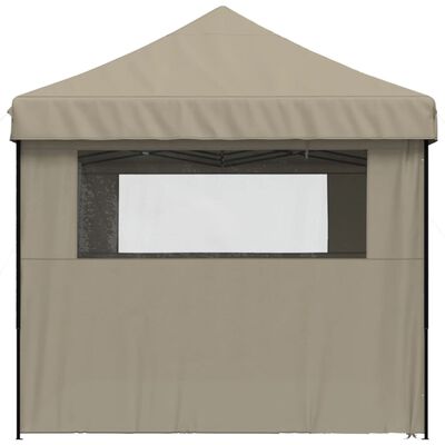 vidaXL Partytent inklapbaar pop-up met 4 zijwanden taupe