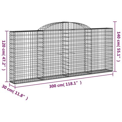 vidaXL Schanskorven 9 st gewelfd 300x30x120/140 cm ijzer