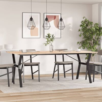 vidaXL Eettafel Y-frame 200x100x75 cm massief grenenhout en gietijzer