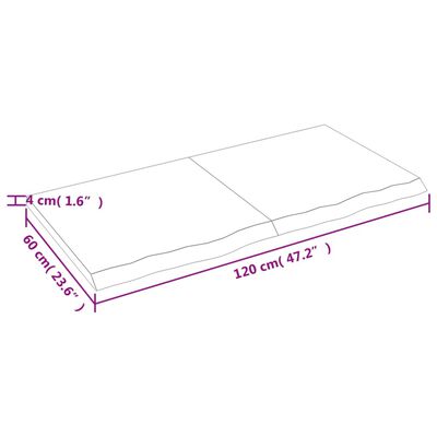 vidaXL Wastafelblad 120x60x(2-4) cm behandeld massief hout lichtbruin