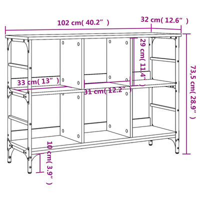 vidaXL Dressoir 102x32x73,5 cm bewerkt hout grijs sonoma eikenkleurig