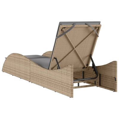 vidaXL Ligbed met kussen 60x205x73 cm poly rattan beige