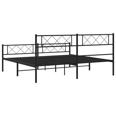 vidaXL Bedframe met hoofd- en voeteneinde metaal zwart 200x200 cm