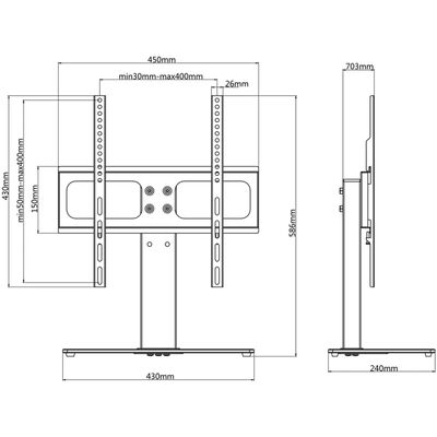 vidaXL TV-standaard voor 26-42 inch scherm 30 kg Max VESA 400x400 mm