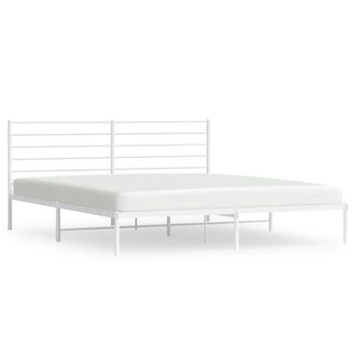 vidaXL Bedframe met hoofdbord metaal wit 183x213 cm