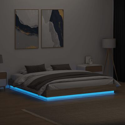 vidaXL Bedframe met LED-verlichting sonoma eikenkleurig 180x200 cm