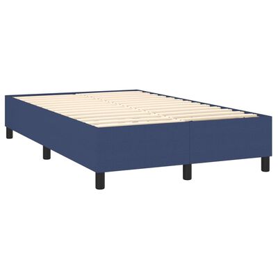 vidaXL Boxspring met matras en LED stof blauw 120x200 cm