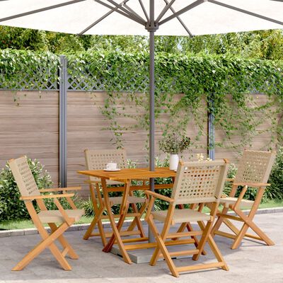 vidaXL Tuinstoelen 4 st inklapbaar poly rattan en massief hout beige