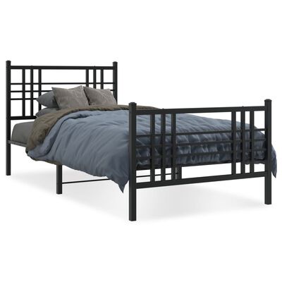 vidaXL Bedframe met hoofd- en voeteneinde metaal zwart 100x190 cm