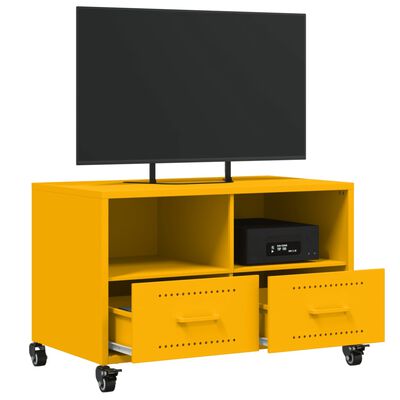 vidaXL Tv-meubel 68x39x43,5 cm staal mosterdgeel