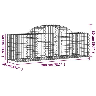 vidaXL Schanskorven 5 st gewelfd 200x50x60/80 cm gegalvaniseerd ijzer