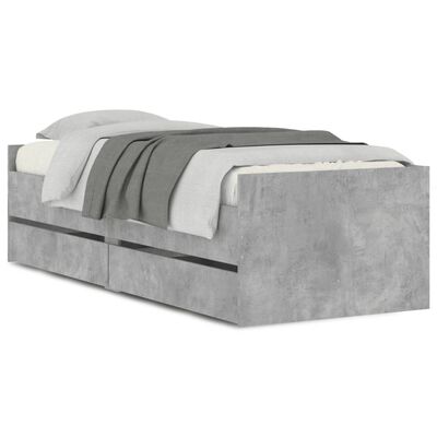 vidaXL Bedframe met lades betongrijs 75x190 cm Small Single