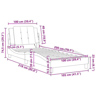 vidaXL Bedframe met LED-verlichting kunstleer zwart 100x200 cm