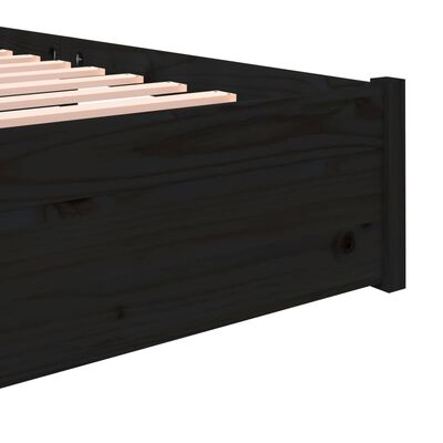 vidaXL Bedframe massief hout zwart 135x190 cm