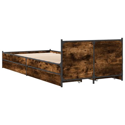 vidaXL Bedframe met lades bewerkt hout gerookt eikenkleurig 100x200 cm