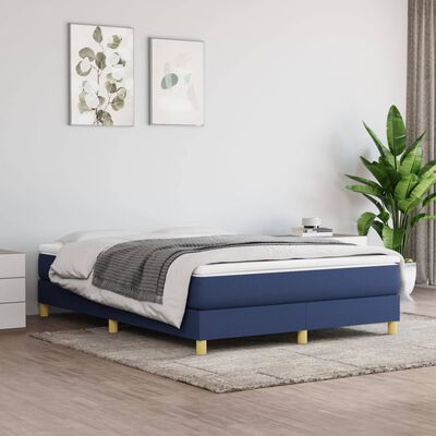 vidaXL Bedframe stof blauw 140x190 cm