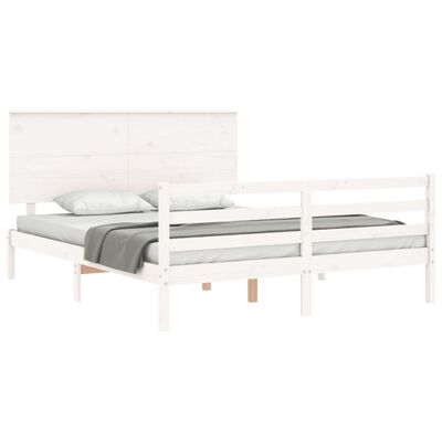 vidaXL Bedframe met hoofdbord massief hout wit