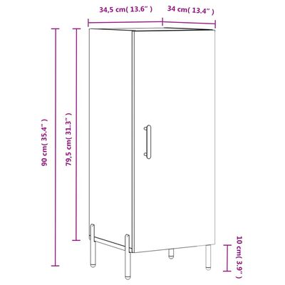 vidaXL Dressoir 34,5x34x90 cm bewerkt hout grijs sonoma eikenkleurig