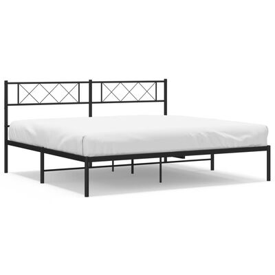 vidaXL Bedframe met hoofdbord metaal zwart 200x200 cm