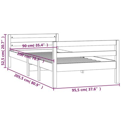 vidaXL Bedframe zonder matras massief grenenhout 90x200 cm