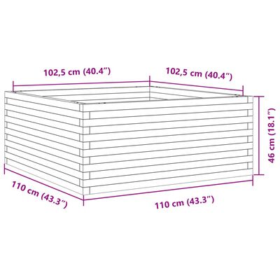 vidaXL Plantenbak 110x110x46 cm massief grenenhout