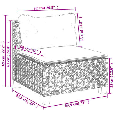 vidaXL 9-delige Loungeset met kussens poly rattan zwart