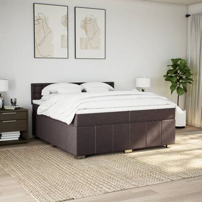 vidaXL Boxspring met matras stof donkerbruin 200x200 cm