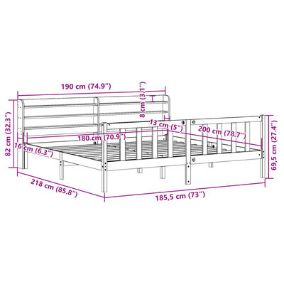 vidaXL Bedframe zonder matras massief grenenhout wit 180x200 cm