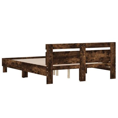 vidaXL Bedframe met hoofdeinde bewerkt hout gerookt eiken 140x200 cm