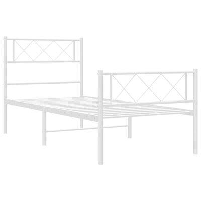 vidaXL Bedframe met hoofd- en voeteneinde metaal wit 107x203 cm