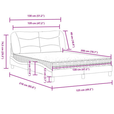 vidaXL Bed met matras stof zwart 120x200 cm