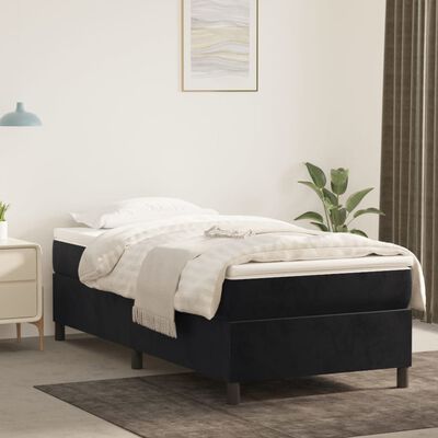 vidaXL Boxspring met matras fluweel zwart 80x200 cm