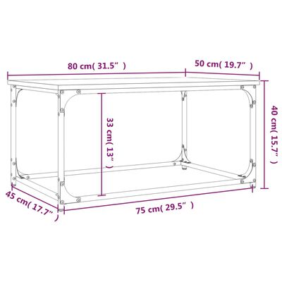 vidaXL Salontafel 80x50x40 cm bewerkt hout en ijzer bruin eikenkleur